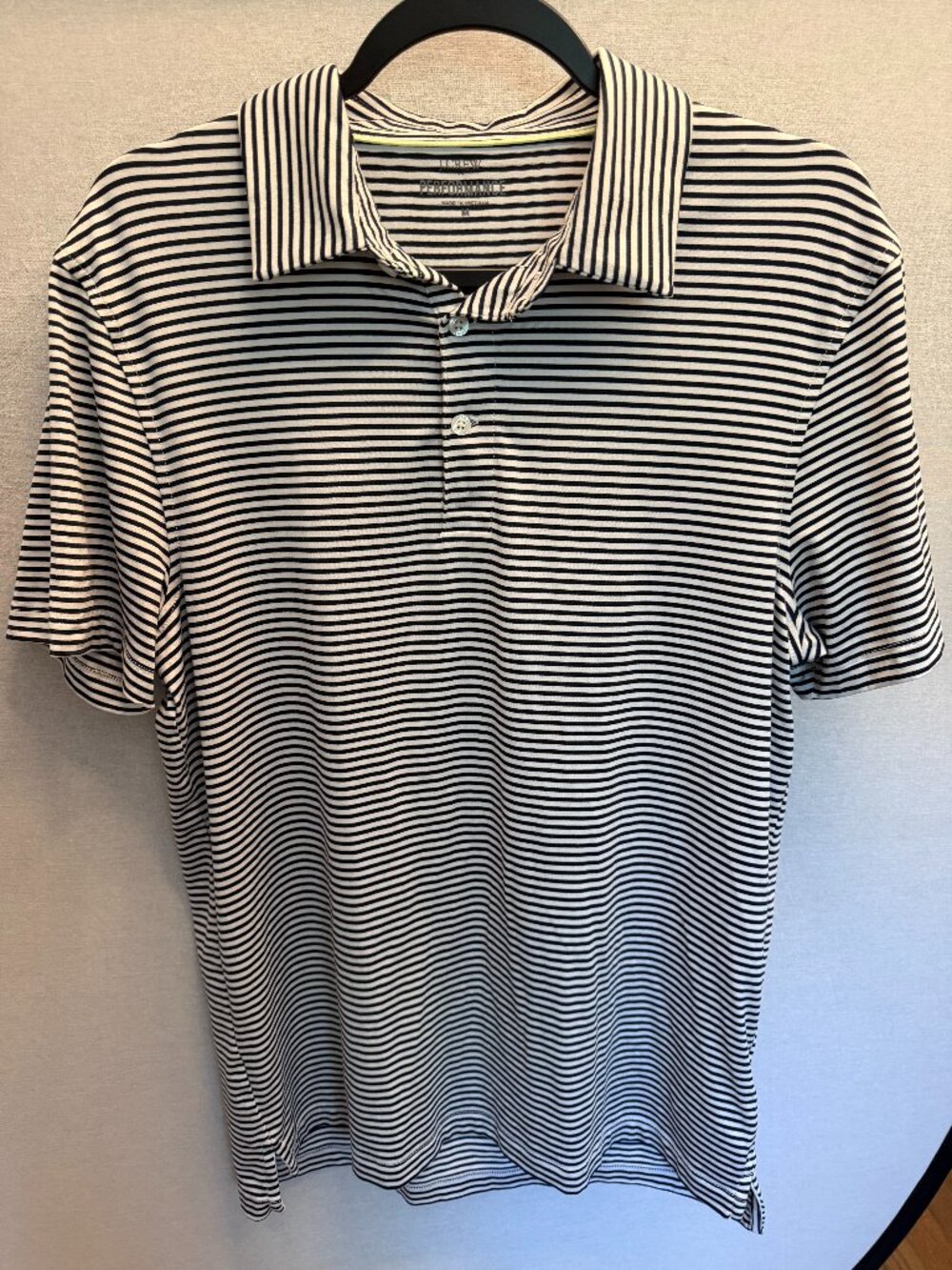 J.Crew Performance Men’s Medium Navy White Striped Polo Shirt